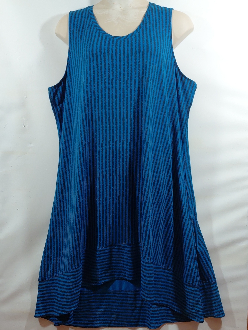 H by Halston Blue Black Striped Hi-Low Hem Sleeveless A-Line Sheath Dress 3XP